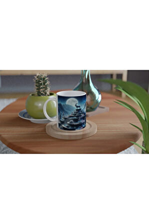 Oğlak Burcu Baskılı Kahve Kupası - Ay ışığında Zodyak Bahçesi Vs4