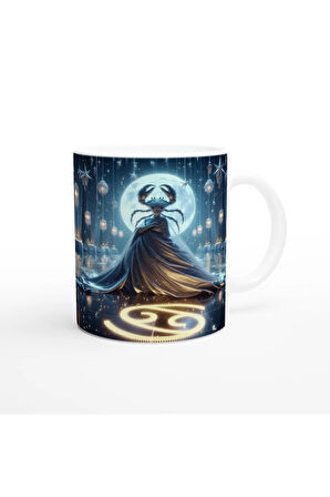 Yengeç Burcu Baskılı Kahve Kupası - Zodyak Maskeli Balo Vs4