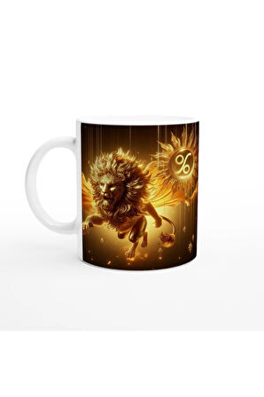 Aslan Burcu Baskılı Kahve Kupası - Zodyak Maskeli Balo Vs1