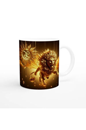 Aslan Burcu Baskılı Kahve Kupası - Zodyak Maskeli Balo Vs1