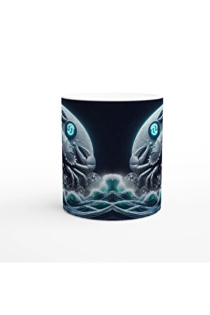 Yengeç Burcu Baskılı Kahve Kupası - Zamanın Çarkları Astroloji Mekanizması Vs3