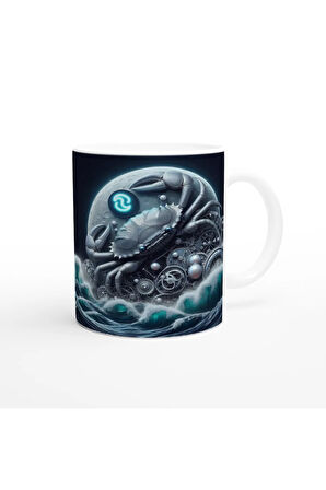 Yengeç Burcu Baskılı Kahve Kupası - Zamanın Çarkları Astroloji Mekanizması Vs3