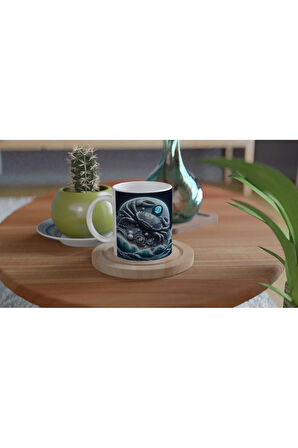 Yengeç Burcu Baskılı Kahve Kupası - Zamanın Çarkları Astroloji Mekanizması Vs3