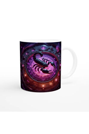 Akrep Burcu Baskılı Kahve Kupası - Zamanın Çarkları Astroloji Mekanizması Vs1