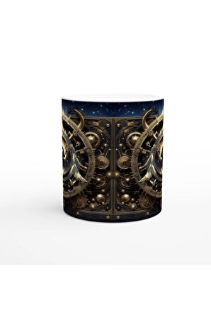 Oğlak Burcu Baskılı Kahve Kupası - Zamanın Çarkları Astroloji Mekanizması Vs2