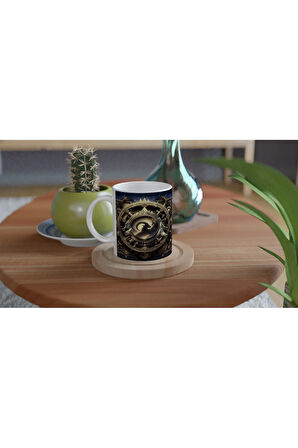 Oğlak Burcu Baskılı Kahve Kupası - Zamanın Çarkları Astroloji Mekanizması Vs2