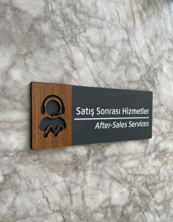 Wooden Serisi Satış Sonrası Hizmetler Kapı Isimliği Yönlendirme Levhası