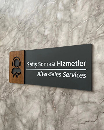 Wooden Serisi Satış Sonrası Hizmetler Kapı Isimliği Yönlendirme Levhası
