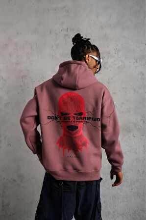 Maske Baskılı Kapüşonlu Sweatshirt