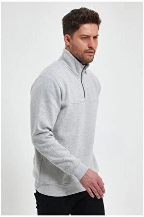 Yarım Fermuarlı Yakalı Basic SweatShirt
