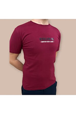 Erkek  Slim Fit Enjeksiyon Baskılı Pamuklu T-Shirt