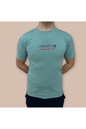 Erkek  Slim Fit Enjeksiyon Baskılı Pamuklu T-Shirt