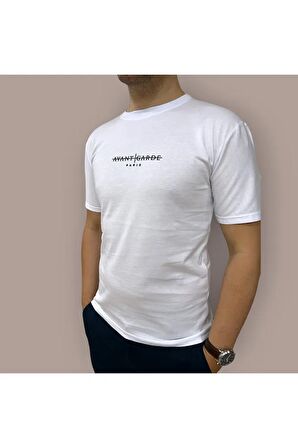 Erkek  Slim Fit Enjeksiyon Baskılı Pamuklu T-Shirt