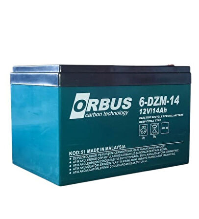 ORBUS 12V 14Amper (12v 14Ah) Deep Cycle - Derin Döngülü Elekrikli Bisiklet AKÜ (E-Bike) Aküsü Ebatlar: 150x97x95 