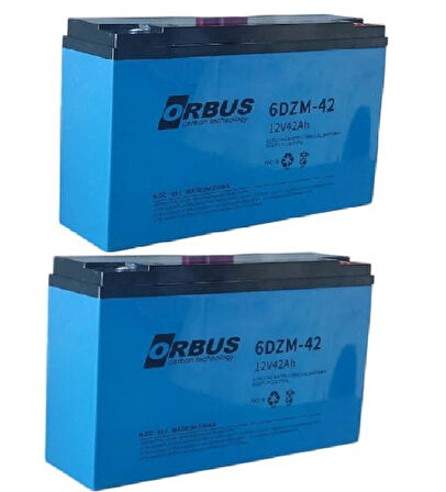 ORBUS 12V-42Ah (40Ah) AMPER DAR 2'Lİ PAKET  E-BIKE AKÜ-2025 ÜRETİM EBATLAR: 267x78x170mm ELEKTRİKLİ BİSİKLET AKÜ E-BİKE AKÜ