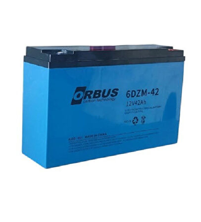 ORBUS 12V-42Ah (40Ah) AMPER DAR 2'Lİ PAKET  E-BIKE AKÜ-2025 ÜRETİM EBATLAR: 267x78x170mm ELEKTRİKLİ BİSİKLET AKÜ E-BİKE AKÜ