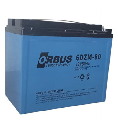 ORBUS 12V 80 AMPER JEL ELEKTRİKLİ BİSİKLET (e-bike) AKÜSÜ EBATLAR : 223x121x174 (2025 üretim)