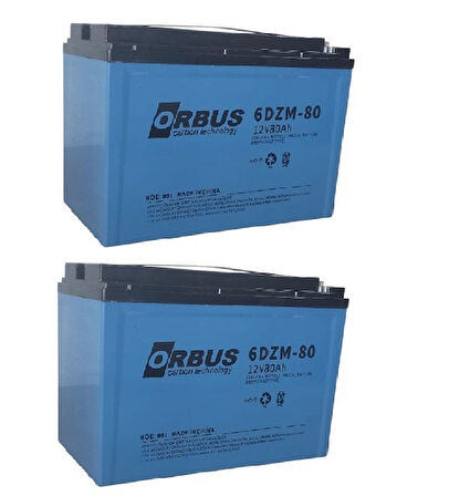 ORBUS 12V 80 AMPER JEL ELEKTRİKLİ BİSİKLET (e-bike) AKÜSÜ EBATLAR : 223x121x174 (2025 üretim) İKİLİ PAKET