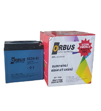 ORBUS 12V 80 AMPER JEL ELEKTRİKLİ BİSİKLET (e-bike) AKÜSÜ EBATLAR : 223x121x174 (2025 üretim) İKİLİ PAKET