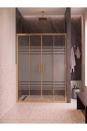 Ön Cephe 2 Sabit 2 Kayar Gold Profil Wt-1024 Desen 5 mm Temperli Cam H190 cm