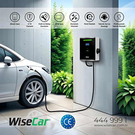 WiseCar WT3 Smart Kartlı 22 KW Duvar Tipi Elektrikli Araç Şarj İstasyonu