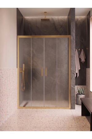Ön cephe 2 Sabit 2 Kayar Gold Profil Buzlu 5 mm Temperli Cam H190 cm