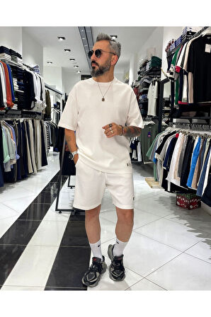 Waffle Kumaş Oversize Erkek T-Shirt & Şort İkili Takım