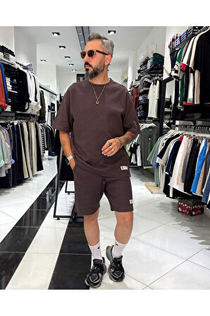 Waffle Kumaş Oversize Erkek T-Shirt & Şort İkili Takım