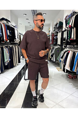 Waffle Kumaş Oversize Erkek T-Shirt & Şort İkili Takım