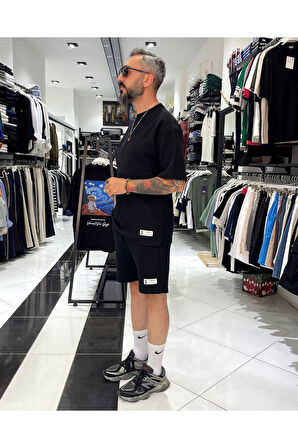 Waffle Kumaş Oversize Erkek T-Shirt & Şort İkili Takım