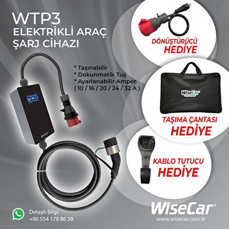 WiseCar WTP3 22 KW Taşınabilir Elektrikli Araç Şarj Cihazı