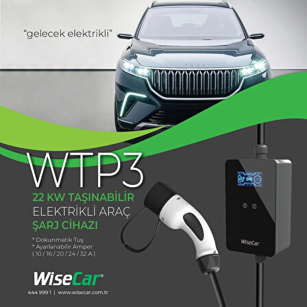 WiseCar WTP3 22 KW Taşınabilir Elektrikli Araç Şarj Cihazı