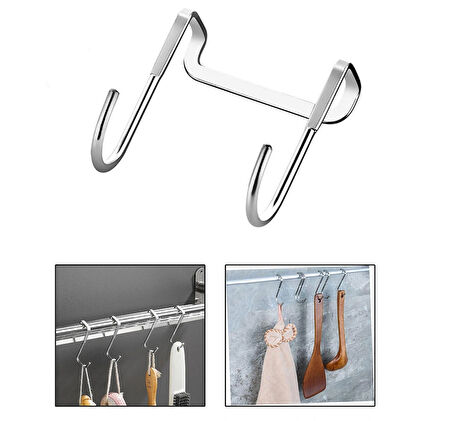 Microcase Paslanmaz Çelik Metal Banyo Duşakabin Mutfak vb Alanlar için Askılık M Model - SİYAH AL4838 1 Adet