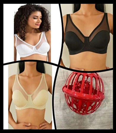 MissAyzA Fenetta Tül Kaplı B-c-d Cup Südyen 9200 3lü Avantajlı Paket, Yıkama Topu Hediyeli