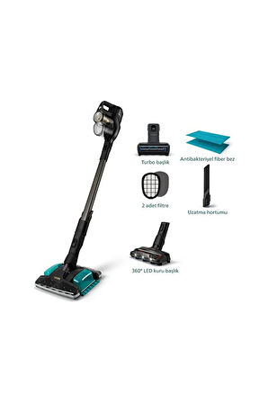 Aqua Plus Kablosuz Şarjlı Dik Süpürge, 80 Dakika Kullanım Süresi, Islak ve Kuru Kullanım