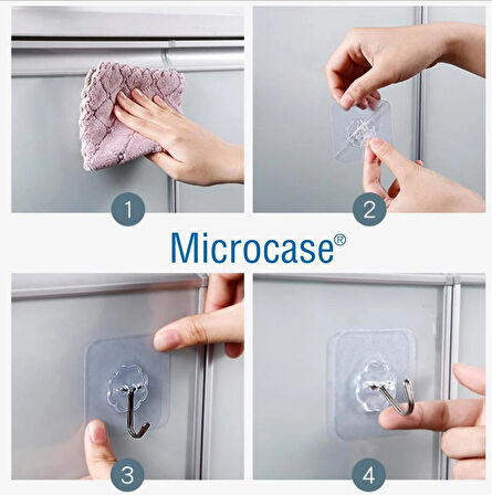 Microcase Güçlü Plastik  Yapışkanlı  Suya Dayanıklı Banyo Mutfak Eşya Havlu Vb.  Ürün Askılığı 2 Adet - Şeffaf AL4266