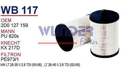 Wunder WB117 Yakıt Filtresi Volkswagen LT 28-35-46 2.8 TDI MRMOEM-1080897