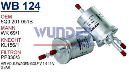 Wunder WB124 Benzin Filtresi Polo 1.2 1.4 3Bar Wk691 MRMOEM-1080915