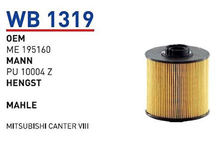 Wunder WB1319 Yakıt Filtresi Mitsubishi Canter VIII Pu10004Z MRMOEM-1081008