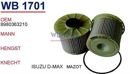 Wunder WB1701 Yakıt Filtresi Isuzu D-Max 8980363210 Kx505D MRMOEM-1081132