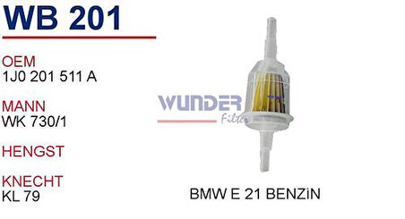 Wunder WB201 Benzin Filtresi Volkswagen Renault Wk730 1 Fn2047 MRMOEM-1081148
