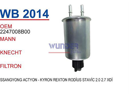 Wunder WB2014 Mazot Filtresi Su Ayırıcı Ssangyong Wk829 6 Fn0206 MRMOEM-1081151
