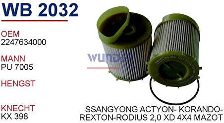 Wunder WB2032 Yakıt Filtresi Ssangyong Fn2232 MRMOEM-1081199