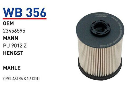 Wunder WB356 Mazot Filtresi Astra K B16Dte B16DTH MRMOEM-1081369