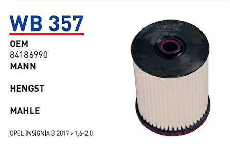 Wunder WB357 Mazot Filtresi Insignia B 1.6 2.0 CDTI 17-Pu10027Z Fn2309 MRMOEM-1081372