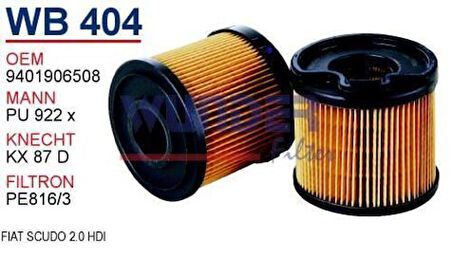Wunder WB404 Yakıt Filtresi Peugeot 406 HDI-Expert Pu922X MRMOEM-1081382