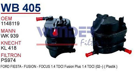Wunder WB405 Mazot Filtresi 1.4 HDI Pejo-Citroen Wk939 Fn0119 MRMOEM-1081384