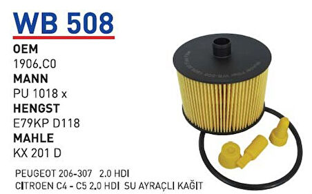 Wunder Wb508 Yakıt Filtresi Volvo S 40 - V 50 - C 70 Pu1018X Mazot