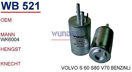 Wunder WB521 Mazot Filtresi S60 II V60 S80 II XC60 V70 II Wk6004 Kl705 MRMOEM-1081575