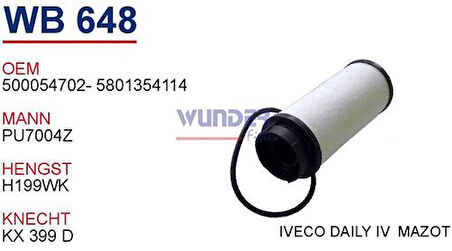 Wunder WB648 Mazot Filtre Canter Jest Pu7004Z Fn0235 MRMOEM-1081606